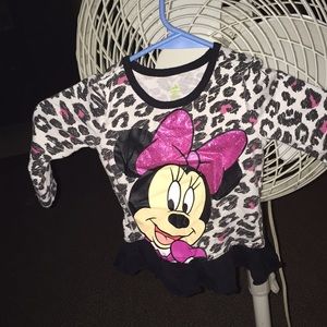 Long sleeve cheetah print Minnie Mouse blouse